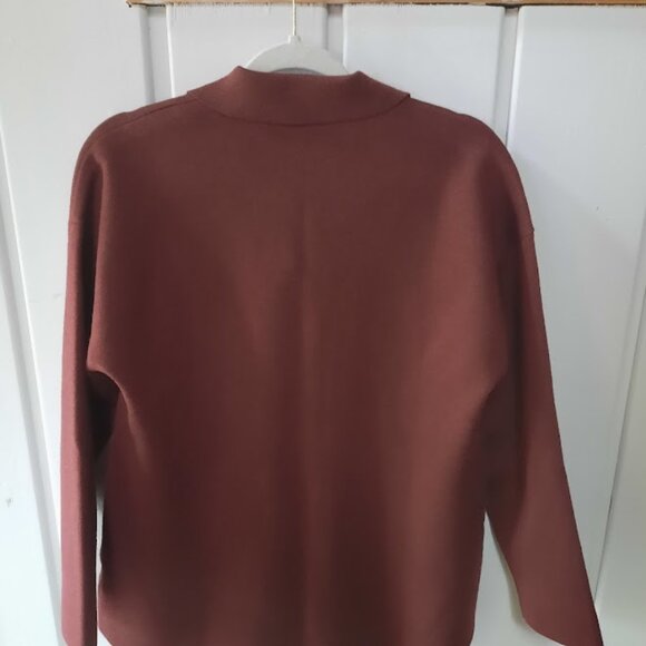 Talbots Merino Wool Snap Front Cardigan Sweater Coat NWT Sz LP Burgundy - Picture 4 of 6
